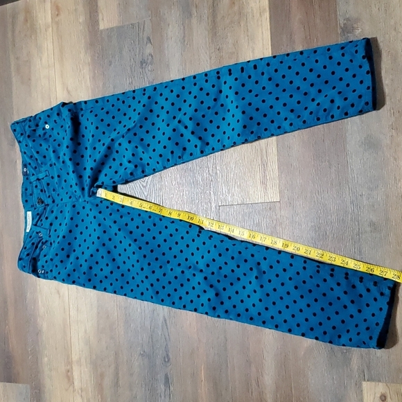 Adriano Goldschmied teal black polka-dot Stevie ankle soft corduroy jeans - Picture 1 of 8